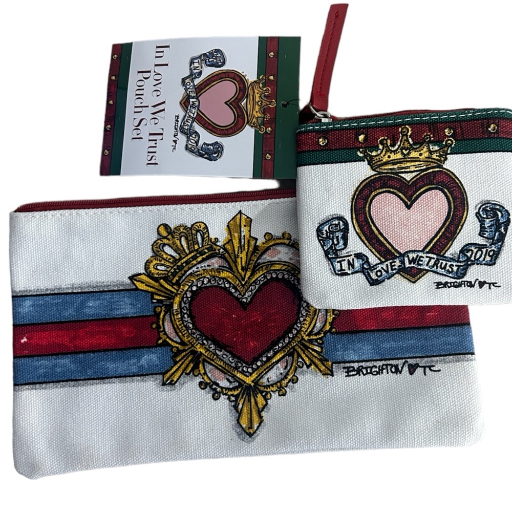 Brighton In Love We Trust Hearts 1 large 1 Small Pouch Tom Clancy NWT